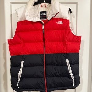 The North Face Nuptse 700 Goose Down Puffer Vest RU/14 Women in Red/Black/White